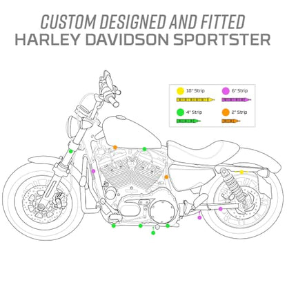 LEDGlow 20pc Advanced Million Color LED Motorcycle Accent Flexible Underglow Lighting Kit Compatible with Harley Davidson Sportster Models - Brake Lights Feature - Waterproof