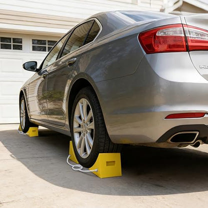 Yescom PU Wheel Chocks for Wheel 24" - 32" with 5ft Rope, 33,000 lbs Heavy Duty Capacity, Lightweight Car Chocks for Travel Trailers, RV, SUV, Truck, Camper - Anti-Slip Tread, Easy to Use & Odorless - size: for Wheel 24" - 32", 2Pack