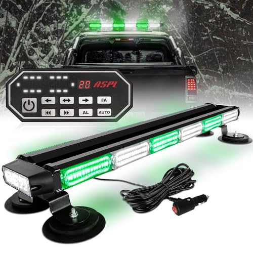ASPL 26inch 126 LED Emergency Rooftop Strobe Lights Bar w/Controller Double Side Warning Hazard Snow Plow Flashing Light Traffic Advisor Safety Light for Work Trucks Vehicles Tow Pickup(Green/White) - color: Green/White