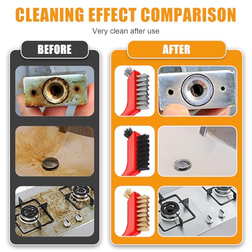 6Pcs Wire Brushes for Cleaning Rust, Small Wire Brush, Wire Wheel for Drill Steel Brush for Cleaning with Nylon, Brass, Stainless Steel, and Carbon Steel Bristles - 7-Inch Handle & 1/4-Inch Hex Shank