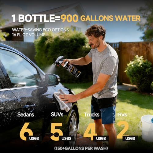 Waterless Car Wash Spray, High-lubricity Ingredients Safe Formula, 3-in-1 Ceramic Protective Coating, Motorcycle Cleaner, Car Cleaning Spray for Detailing, Spray and Wash for SUV, Truck, RV 2 Pack - size: 16 Fl Oz (Pack of 2)