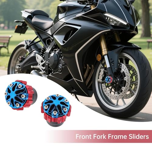Windance 2pcs Aluminum Alloy 16 mm Front Wheel Frame Sliders for Motorcycles Motocross Moped Scooters Dirt Pit Bikes, Front Fork Anti Crash Sliders (Red,16mm)