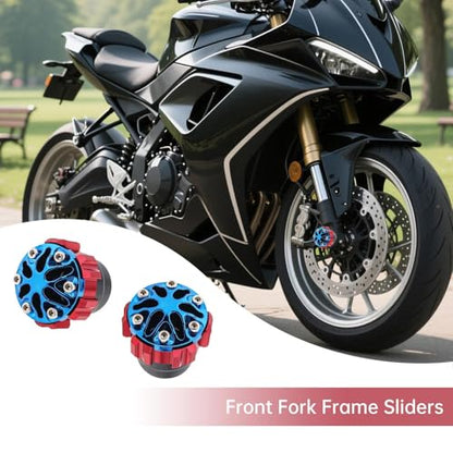 Windance 2pcs Aluminum Alloy 16 mm Front Wheel Frame Sliders for Motorcycles Motocross Moped Scooters Dirt Pit Bikes, Front Fork Anti Crash Sliders (Red,16mm)
