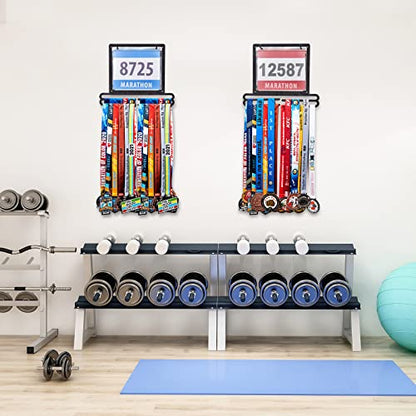 Moxweyeni Race Medal and Bib Display Medal Hanger Running Bib Holder Wall Mounted Hanging Rack Stands Gifts for Runners - color: Black, size: 13.78 x 11.22 Inch, style: Classic