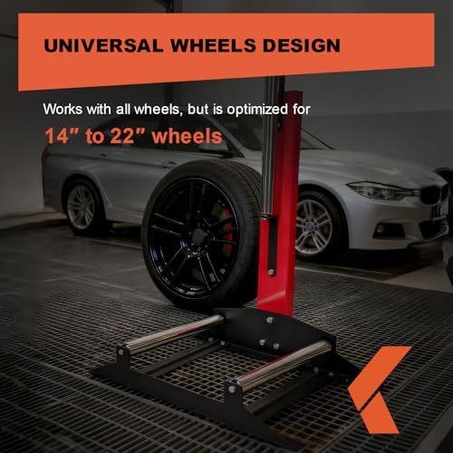 KREFINISH Rolling Wheel Detailing Stand Heavy Duty Wheel Cleaning Stand 360° Rotating Tire Stand for Wheel Rim Cleaning, Ceramic Coating, Polishing Applying Tire Shine & Car Wheel Wash