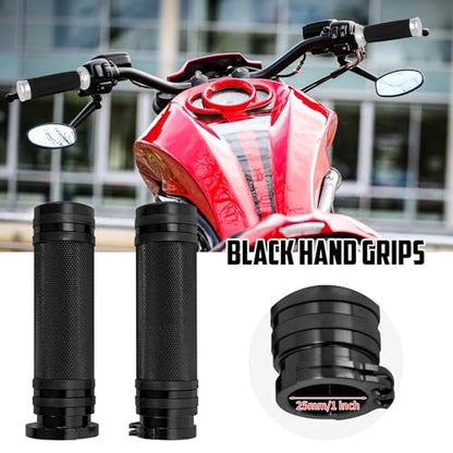 Motorcycle 1" Hand Grips Handlebar Grips Cable Throttle Fit for Harley Touring Street Glide Road King Road Glide Electra Glide Dyna Softail - color: #1 Black