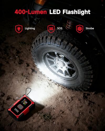 GOOLOO A5 Jump Starter with Air Compressor, 4000A Car Battery Jump Starter (All Gas/10.0L Diesel) with 160PSI Tire Inflator Auto-Off, 45W PD Fast Charging, 12V Jump Box Car Jumper Starter Portable - color: Red