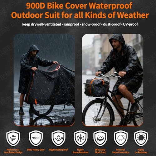 Bike Cover for 1/2/3Bike-900D Heavy Duty Waterproof Bicycle Cover&Outdoor Bike Storage Protection against Snow,rain|Bike Cover for eBike,Mountain,Road,Hybrid,Scooter,Beach Cruiser Bike(XL-2Bike Cover) - size: XL-2Bike Cover