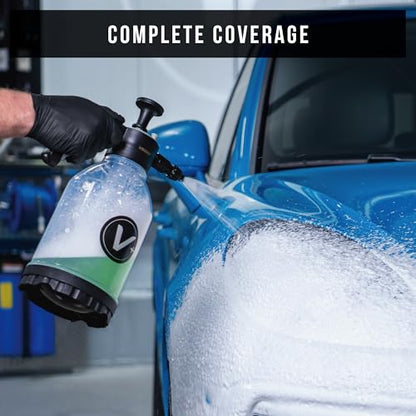 VIKING V+ Premium Foam Pump Sprayer for Car Cleaning Kit and Car Detailing Kit, Foaming Spray Bottle with Trigger Lock, Adjustable Nozzle; Clear Canister with Level Indicators; 1.25L Working Capacity