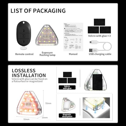 Motorcycle LED Strobe Lights with Remote Control USB Rechargeable 7 Colors Mini Flashing Light Modification Hazard Warning Lights for Outdoor Truck Car Electric Bike