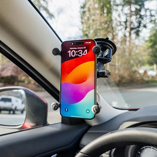RAM MOUNTS X-Grip Large Phone Mount for Windshield – Twist-Lock Suction Cup, Medium Arm (RAM-B-166-UN10U) - style: Medium Arm