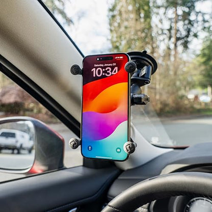 RAM MOUNTS X-Grip Large Phone Mount for Windshield – Twist-Lock Suction Cup, Medium Arm (RAM-B-166-UN10U) - style: Medium Arm