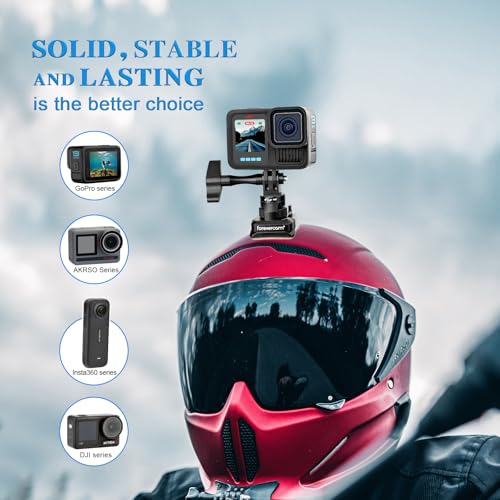 Forevercam 360°Rotate Aluminum Helmet Mount for Gopro Hero 13 12 11 10 9 8 DJI Osmo Insta360 AKASO and Other Action Camera Quick Release Buckle Clip Basic Base Mount - color: BLACK