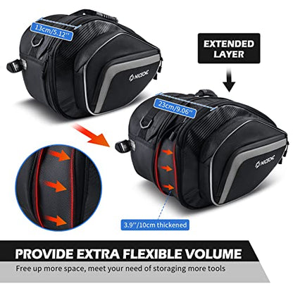 NICECNC Motorcycle Saddlebags, 50L Saddle Bags Motorcycles Throw Over Side Bags Compatible with Harley Honda Suzuki Yamaha Adventure Street Glide Dual Sport, silver - color: Silver