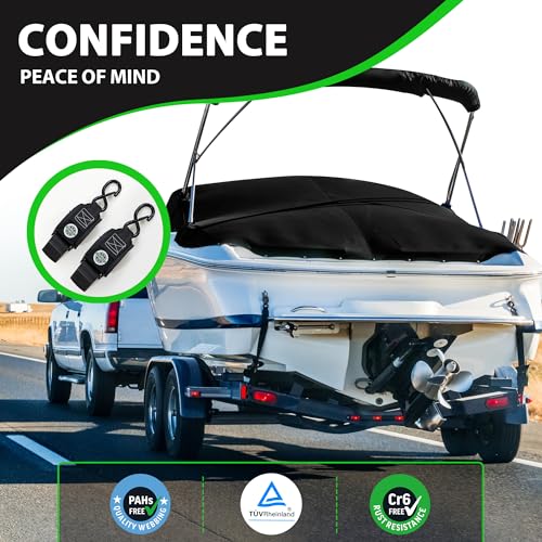 STARLEAPARTS Transom Tie Down Kits (2PK) -2" x 48" Boat Transom Straps - 1,200lb Break Strength Boat Straps for Trailer, Boat or Kayak Secure(Black) - color: Black