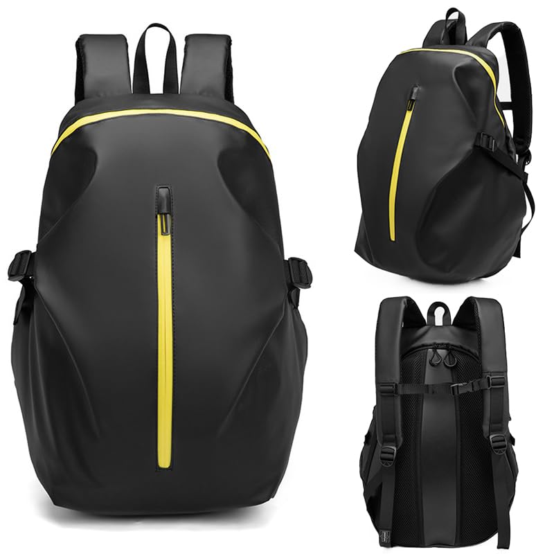 Motorcycle Backpack,Reflective Motorcycle Helmet Bag Backpack for Men Women, Large Capacity Waterproof Travel Backpack Shoulder Bag (Yellow) - color: Yellow