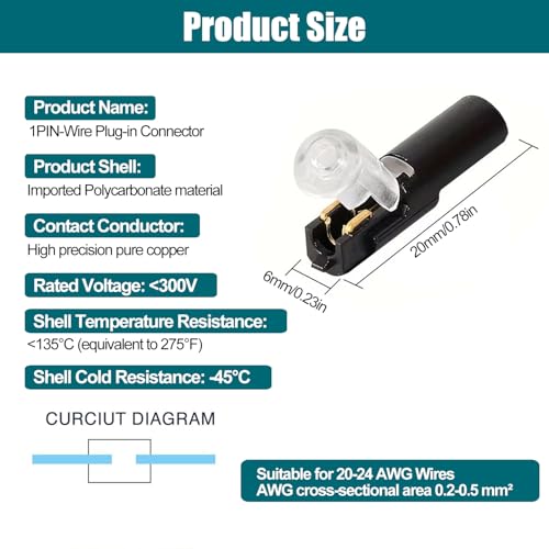 30pcs Pluggable LED Wire Connectors, 1-Pin 1-Way Universal Quick Splice Terminals, Single-Line Interlocking Detachable LED Connectors,Featuring Quick-Connect Terminals Suitable for AWG 20-24 - color: Black-1PIN 30Pcs