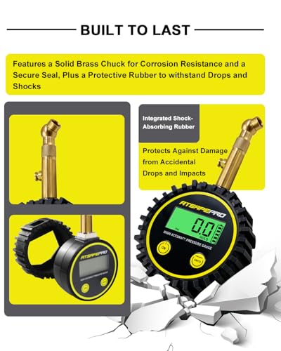 Digital Tire Pressure Gauge for Low Pressure Tires - 0-15 PSI ±0.5% Accuracy, Backlit LCD with 4 Units & Battery Indicator, 360° Swivel Head for Schrader Valve, Fit for ATVs, UTVs, Golf Carts - size: 15PSI