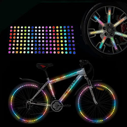 Bicycle Stickers Rainbow Car Decals Reflective Rim Tape for Bikes Pink Rims for Cars,Bike,Skateboard, Motorcycle Nighty Safety Warning Sticker (180 Pcs Strip&Dots) - style: 180 Pcs Strip&Dots