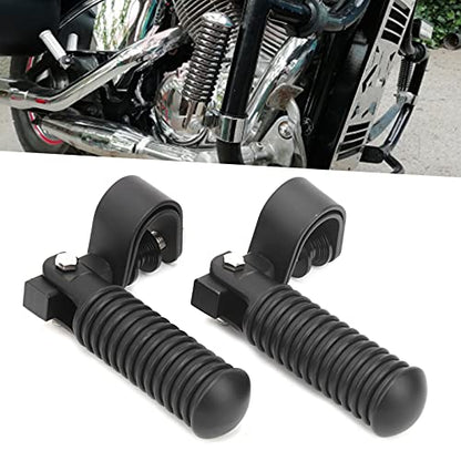 Motorcycle Foot Peg, Pair of Universal Motorcycle Highway Bar Footpegs Clamp Mount Footrest Pedals for 25mm 1in Engine Crash Bar Guard (Black)