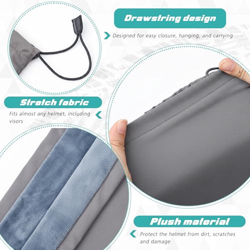 Motorcycle Helmet Bag with Soft Lining & Drawstring Closure, Waterproof Helmet Storage Bag, Large Capacity, Lightweight for Riding Hockey Welding Bicycle Dirt Bike Gear - color: Grey
