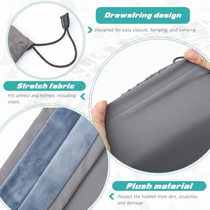 Motorcycle Helmet Bag with Soft Lining & Drawstring Closure, Waterproof Helmet Storage Bag, Large Capacity, Lightweight for Riding Hockey Welding Bicycle Dirt Bike Gear - color: Grey