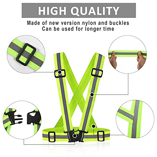 Reflective Vest - Running Vest Reflector, Reflective Running Vest with Safety Straps, High Visibility Reflector - color: P-20pcs Green