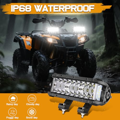8 Inch LED Light Bar, 2Pcs 204W Side Shooter LED Light Pods Triple Row Off Road Driving Spot Flood Combo Beam Fog Work Light Bumper Bar for Trucks UTV ATV SUV Tractor Boat - size: 2Pcs 7.5 Inch