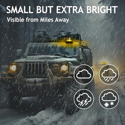 GT-Lite 2 Pack LED Emergency Beacons Yellow,Magnetic Base,2 Modes Flash or Steady,For Roadside Emergency Kit or Amish Buggy,RV,Boat,Super Bright Crush Resistant - size: 2 Pack