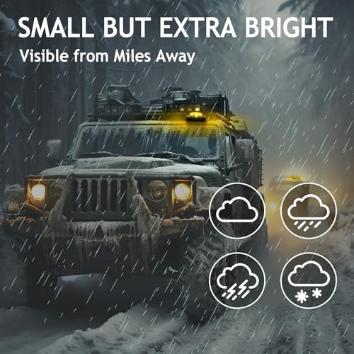 GT-Lite 4 Pack LED Emergency Beacon Yellow,Roadside Flare,Magnetic Base,2 Modes Flash and Steady,for Car Emergency Kit or Amish Buggy,RV,Boat,Crush Resistant,Water Resistant - size: 4 Pack