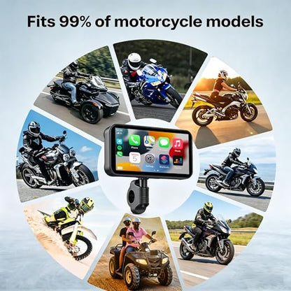 6.25" Motorcycle Carplay & Android Auto Touch Screen | GPS Navigation System with Bluetooth & Wifi, Navigation, Siri, Google Assistant with Wire Control