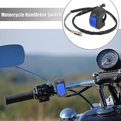 Motoforti DC12V 7/8" 22mm Motorcycle Handlebar Switch Scooter Headlight Toggle Switch with on Off Push Button Blue - color: Blue