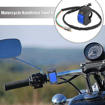 Motoforti DC12V 7/8" 22mm Motorcycle Handlebar Switch Scooter Headlight Toggle Switch with on Off Push Button Blue - color: Blue