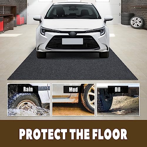 Garage Floor Mat for Under Car, 7'5" x 8'6", Non Slip TPR Backing, Protect Floor from Spills, Drips, Splashes, Absorbent/Durable Pads for Parking, Charcoal - size: 7'5" x 8'6"