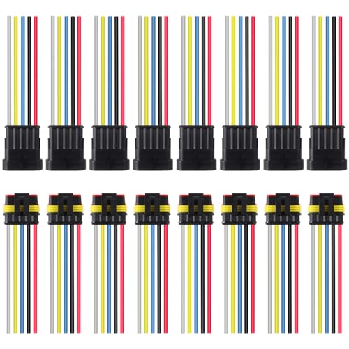 8Pair 5 Pin Connector Waterproof, Male and Female Way 16 AWG 5 Wire Quick Disconnect Wire Connectors Automotive Electrical Connectors for Car Truck Boat Wire Connection - color: 8Pair 5PIN