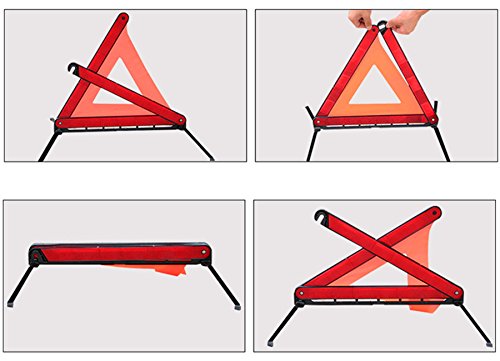 KAFEEK Reflective Warning Triangle for Vehicles, Emergency Warning Triangle Roadside Safety Triangle Kits, Day and Night Visibility for Car Breakdowns, Accidents, Fog Rain, 3-Pack