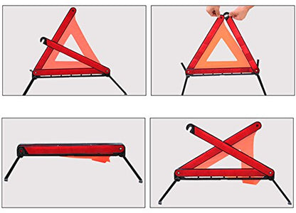 KAFEEK Reflective Warning Triangle for Vehicles, Emergency Warning Triangle Roadside Safety Triangle Kits, Day and Night Visibility for Car Breakdowns, Accidents, Fog Rain, 3-Pack
