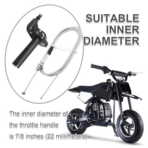 7/8" 22mm CNC Aluminum Throttle Grip, Reliable Throttle Cable, Universal Quick Twister Assembly, Suitable for Dirt and Mini Bikes 49CC-125CC