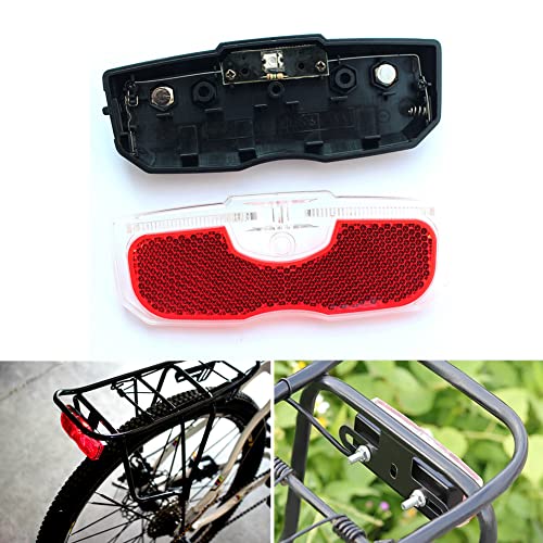 Bike Tail Light, Bicycle Rear Reflector Tail Light for Luggage Rack Aluminum Alloy Reflective Taillight, 80mm Screw Mounted/Easy Release (Battery NOT Included)