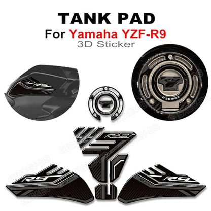 Motorcycle Tank Pad Compatible with Yamaha YZF R9 YZFR9 2025 2026 Motorcycle Fuel Tank Protector Gas Tank Decals YZF R9 Tank Pad Fuel Tank Kit Knee Stickers Decals Protection (A-6) - color: A-6