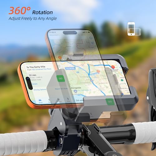 New Anti-Vibration Bike Phone Holder, Shockproof Motorcycle Phone Mount with Secure Lock, Camera FriendlyHandlebar Phone Holder for E-Bike, Electric Scooter, Bicycle, Fits 4.7-7 Inch Phones
