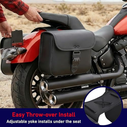 Nomad Motorcycle Saddlebags – 16L (8Lx2) Universal Throw Over Saddle Bag for Cruiser, Touring & Chopper Bikes – Heavy Duty, Waterproof, Secure Numeric Lock, Easy Mount, Rider Storage