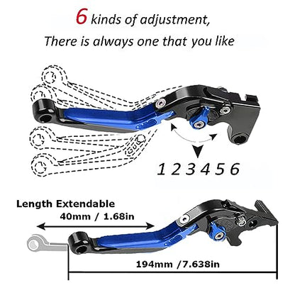 Suzuki GSX-R 600 750 1000 Motocycle Brake Clutch Levers Set - Black/Blue - color: Levers - C