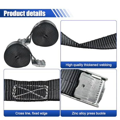 2PCS Lashing Straps with Cam Buckle, 1" x 13Ft Heavy Duty Safety Tie Down Strap, Adjustable Polyester Fiber Ratchet Cinch Strap for Motorcycle, Truck, Trailer, Cargo(4m) - size: 4m