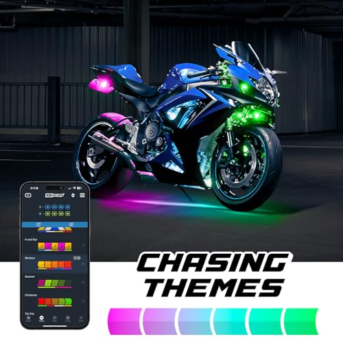 XKmax LED Motorcycle Underglow Light Kit w/RGBW Color Chasing | App-Controlled (Advanced Engine + Underglow + Accent Kit) - size: Advanced Engine + Underglow + Accent Kit