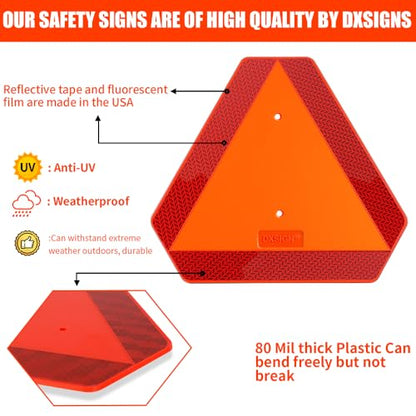 Slow Moving Vehicle Sign Triangle Sign 14"x16" Engineering Grade Reflective Up to 7 Years Outdoor for Golf Cart (Plastic NEW) - color: Plastic NEW