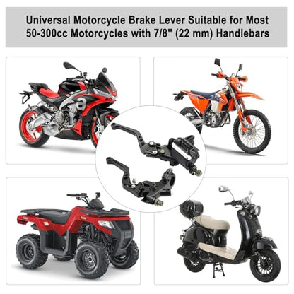 Universal Motorcycle Brake Lever 7/8" 22mm Handlebar CNC Hydraulic Master Cylinder Reservoir Clutch Pump Left & Right Set - color: Black