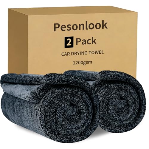 2 Pack Microfiber Car Drying Towels 1200 GSM , 36x24 Inch Extra Large Double Twisted Pile, Edgeless Car Wash Towels, Ultra Absorbent,No Streak, Scratch or Water Spot Towel for Cars&Trucks(Gray) - color: Gray/Gray, size: 24"x36" Double sided