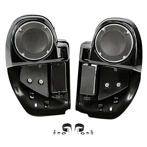 TCMT Highway Engine Guard Crash Bar Lower Vented Leg Fairing with 6.5" Speaker Pod Fit For Harley Touring 2014-2024 Road King Road Glide Street Glide Electra Glide - color: Chrome Crash Bar, Standard Leg, size: Style D-1 Lower Vented Leg