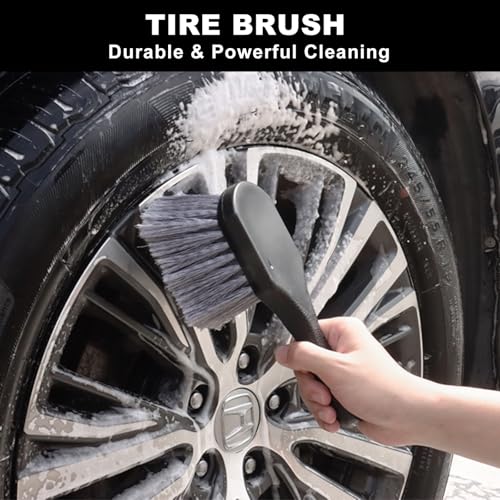 12Pcs Wheel Brush Kit for Cleaning Wheel and Tire, Wheel and Rim Brush, Car Detailing Brushes, Tire Brush, Bendable & Durable Car Wheel Rim Cleaner Brush Set,Car Detailing Cleaning Brush Supplies Kit - color: Black